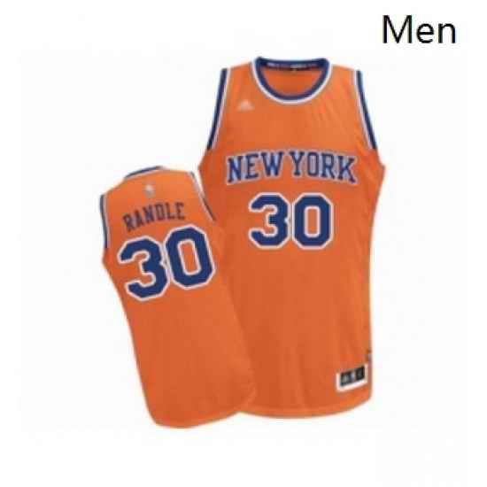 Mens New York Knicks 30 Julius Randle Authentic Orange Alternate Basketball Jersey